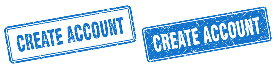 create account stamp set. create account square grunge sign