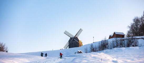 Wiatrak młyn kaszuby zima śnieg © Dariusz