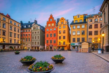 Keuken spatwand met foto Stockholm oude stad skyline van de stad, stadsgezicht van Zweden © f11photo