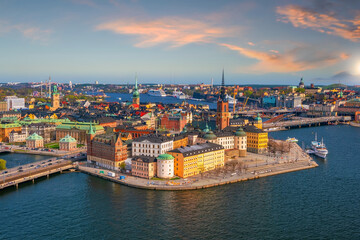 Fototapeta na wymiar Stockholm old town city skyline, cityscape of Sweden