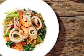 Stir fried seafood noodle food Thailand