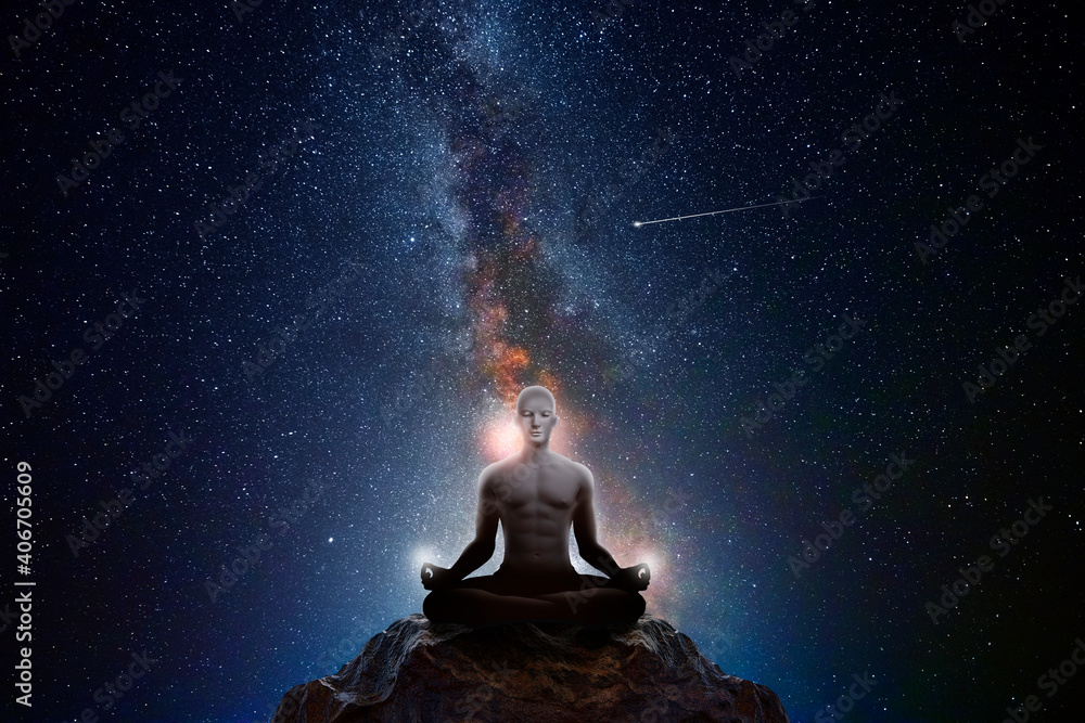 Poster man with universe background