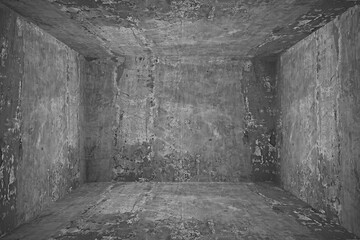 Fototapeta na wymiar 3d room vintage concrete, abstract background empty ruined room perspective wall floor corner