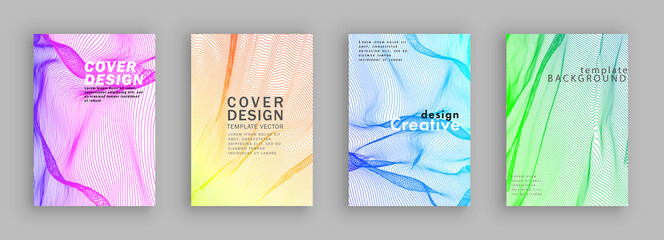 Minimal covers design. Colorfu line set. Color halftone gradients.