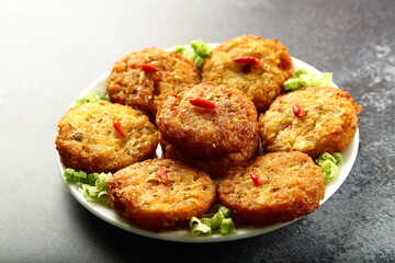 Healthy eating, fresh cooked cutlets.