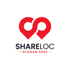 Share location logo design template. Map pointer icon vector. Creative pin share symbol concept.