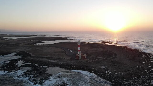 El Toston Lighthouse aerial view, el Cotillo, Fuerteventura island