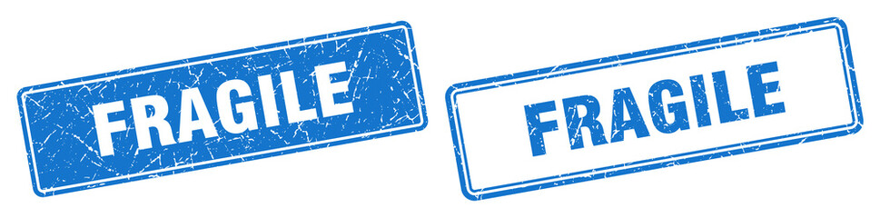 fragile stamp set. fragile square grunge sign