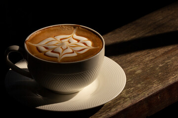 Cups of coffee cappuccino with frothy foam