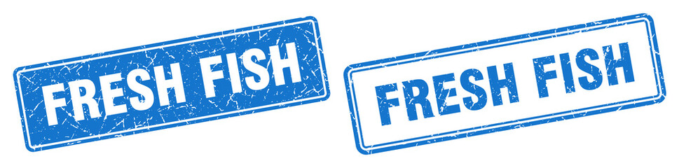 fresh fish stamp set. fresh fish square grunge sign