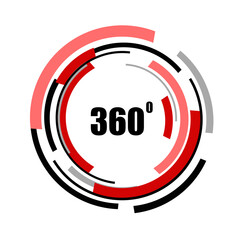 360 degrees icon isolated on white background. 360 degrees logotype design concept with colorful lines. Angle 360 rotate icon
