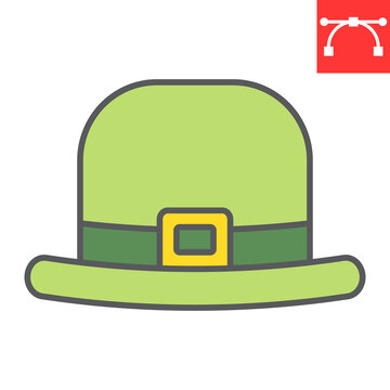 Leprechaun hat color line icon, St. Patricks day and holiday, hat vector icon, vector graphics, editable stroke filled outline sign, eps 10.