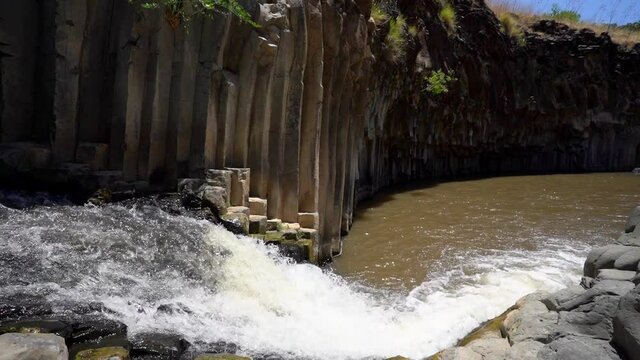 Meshushim Stream in the Yehudiya Forest Nature Reserve isa basalt canyons