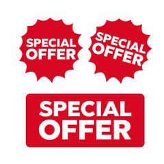 Special offer vector. Sticker or discount label. Special Offer grunge red