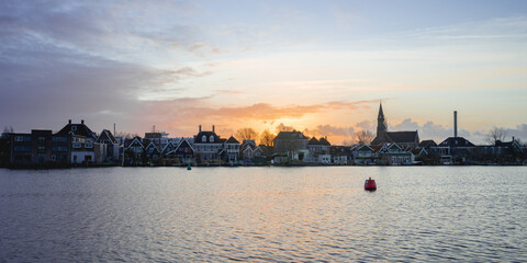 Evening at Zaanse Schans Zaandam, The Netherlands. Januari 17 2021 