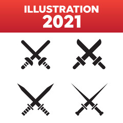 Sword vector icons. Crossed swords pictograms set