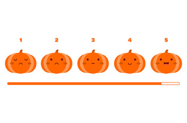 Pumpkin character. Pumpkin emoji. Cute style pumpkin character. Rating scale. Illustration vector.