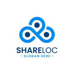Share location logo design template. Map pointer icon vector. Creative pin share symbol concept.