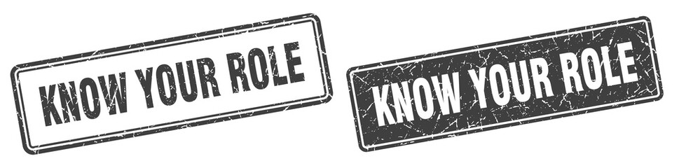 know your role stamp set. know your role square grunge sign