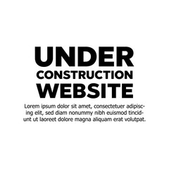 Website under construction page background. Warning tape banner