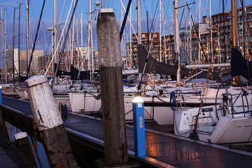 The Netherlands. The illuminated sailing port of Scheveningen