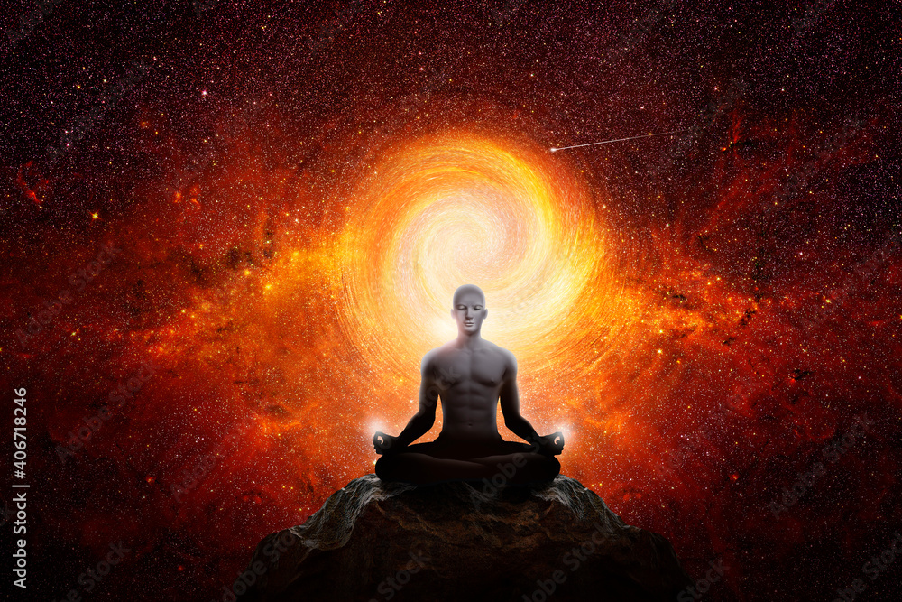 Wall mural man with universe background