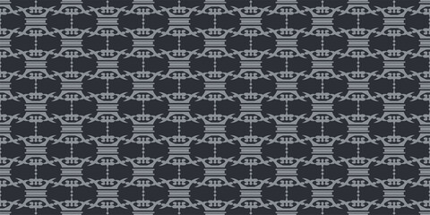 Decorative background pattern. Ornament with gray elements on a black background. Seamless wallpaper texture