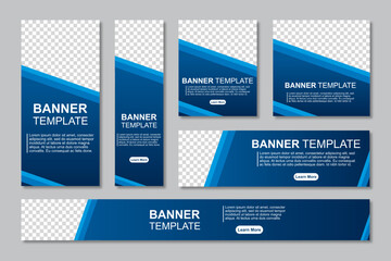 Obraz premium Set of modern web banners template design with a place for photos. Modern and minimalist concept user for web page, banner, background. Vector illustration