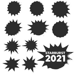 Colorful paper starburst speech bubbles. Starburst isolated icons set