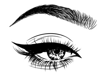 Woman's luxurious eyes with eyeliner