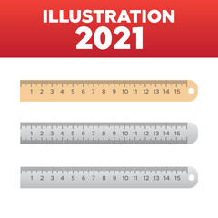 Metric inch rulers set. Metric and inch scale vector