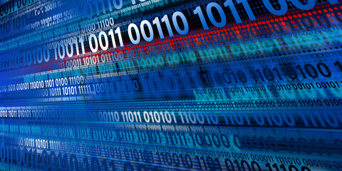 Data technology background. Big data visualization. Flow of data. Binary code. Background in a matrix style