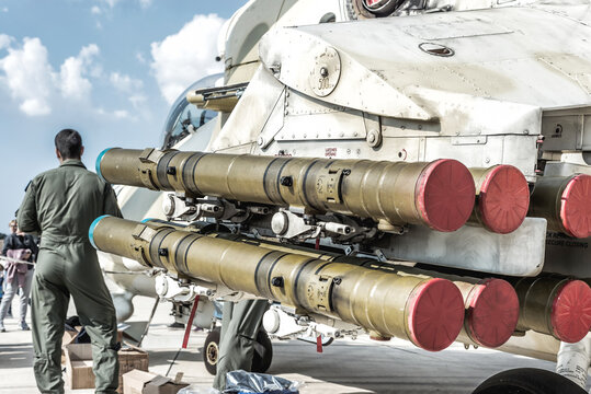 Rockets on a military helicopter