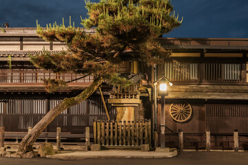 Historical street at historical town Takayama in Japan