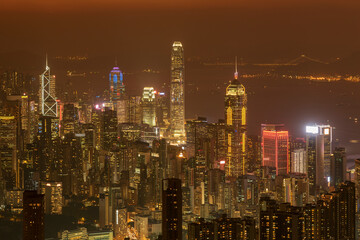 Fototapeta na wymiar Downtown of Hong Kong city at dusk
