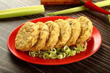 Fresh mutton cutlets for deep frying.