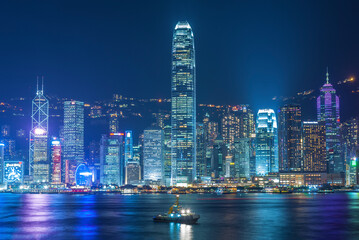 Obraz na płótnie Canvas Victoria harbor of Hong Kong city at night