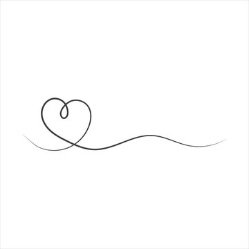 Continuous one line drawing of heart isolated on white background. EPS10 vector illustration for banner, template.