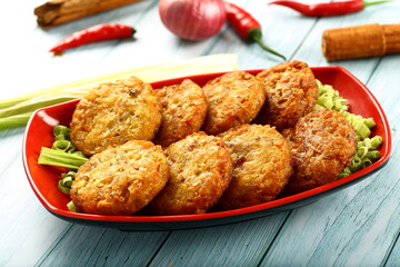 Healthy snack foods- homemade vegetarian cutlets.