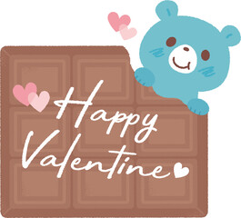 青色ベアーとチョコレートのイラスト