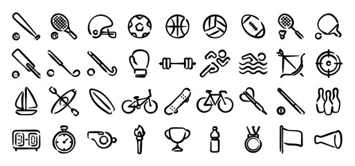 Sports Icon Set (Hand-drawn line version)