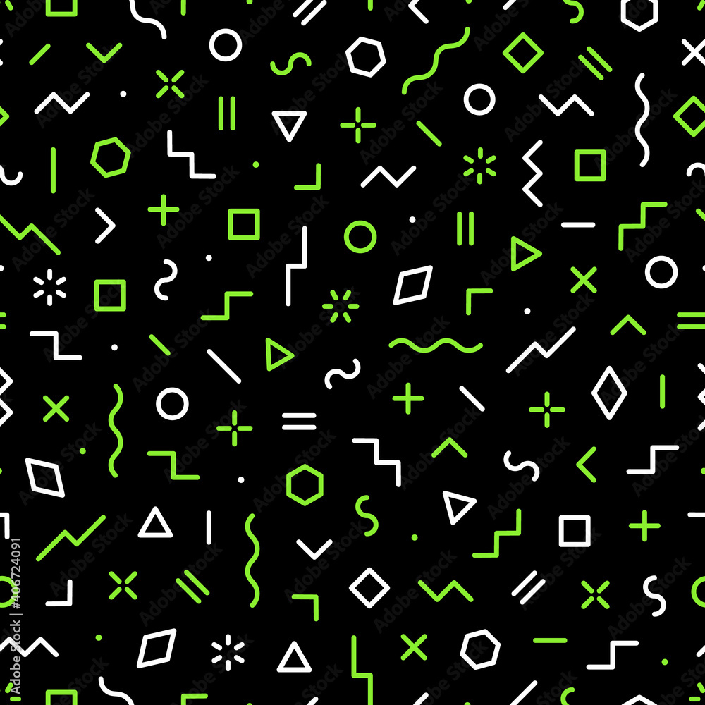 Poster memphis seamless pattern. abstract geometric background. repeated design for prints. modern hipster 