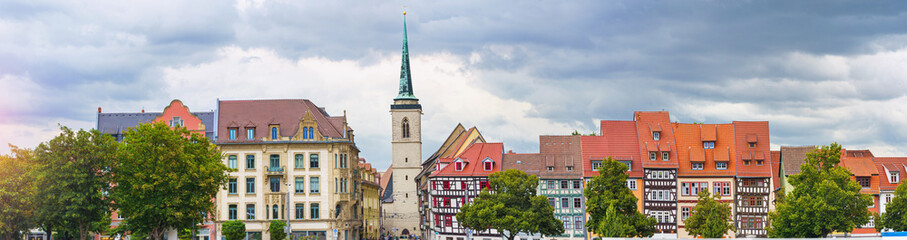 Erfurt, Germany - a panorama with the view of the old town - obrazy, fototapety, plakaty