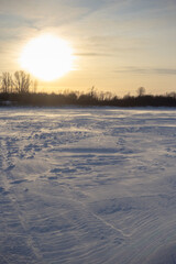 Scenery. snowy field in Siberia. cold nature. winter