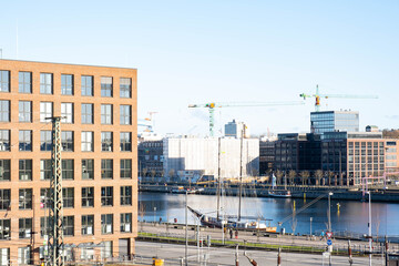 modern building on the bay in the city