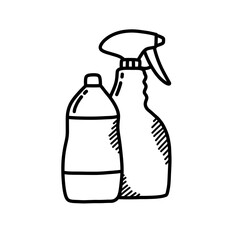 detergents doodle hand draw icon, vector line illustration