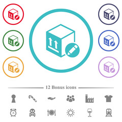 Package edit flat color icons in circle shape outlines