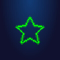 colorful simple vector pixel art illustration of green led light single line star 