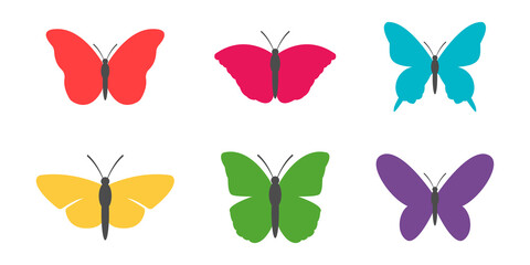 Set of silhouettes of butterflies, vector illustration