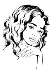 Young woman with wavy hair